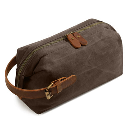 Mens Travel Toiletry Bag Canvas Leather Cosmetic Makeup Organizer Portable Shaving Kits