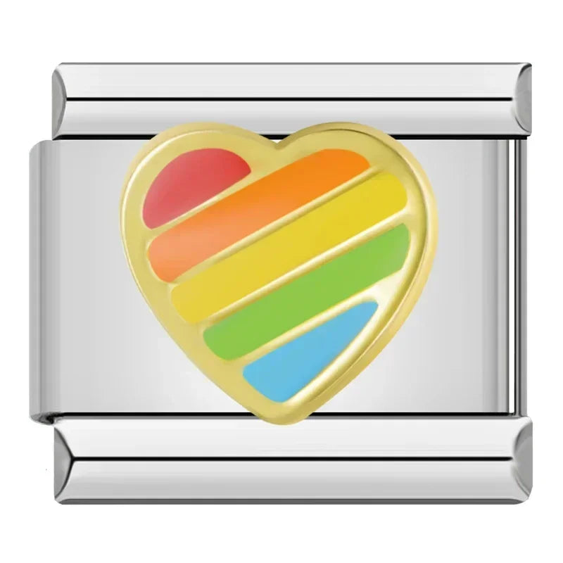 Romantic Rainbow Heart Charm