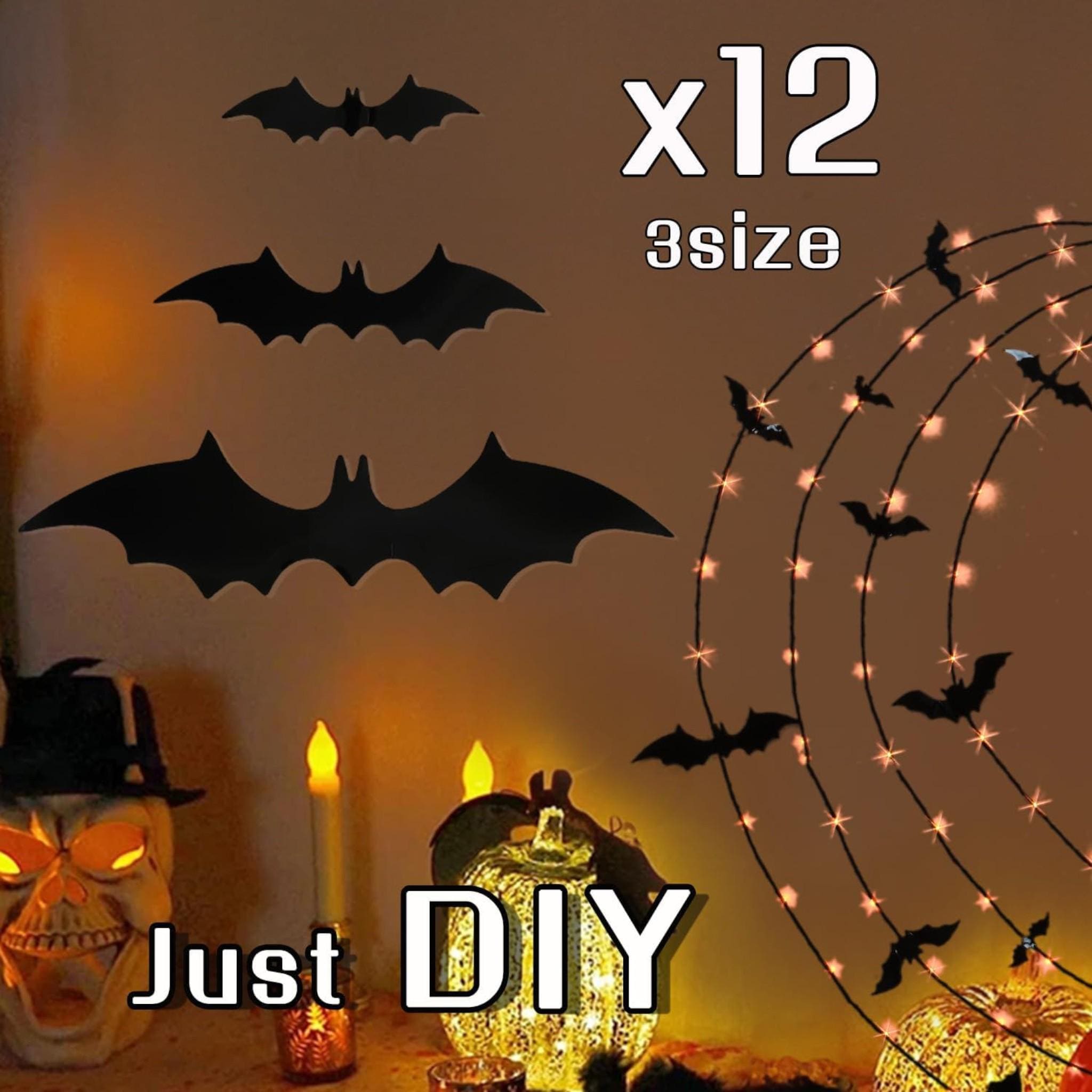 Lighted Halloween Garland, 6FT Bat Decor, Orange LED Lights, Timer