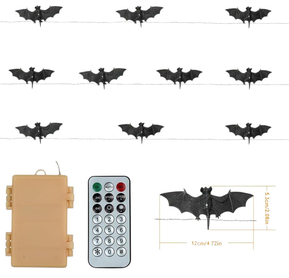 Halloween Bat String Lights: 30 Purple LED Fairy Lights with Remote