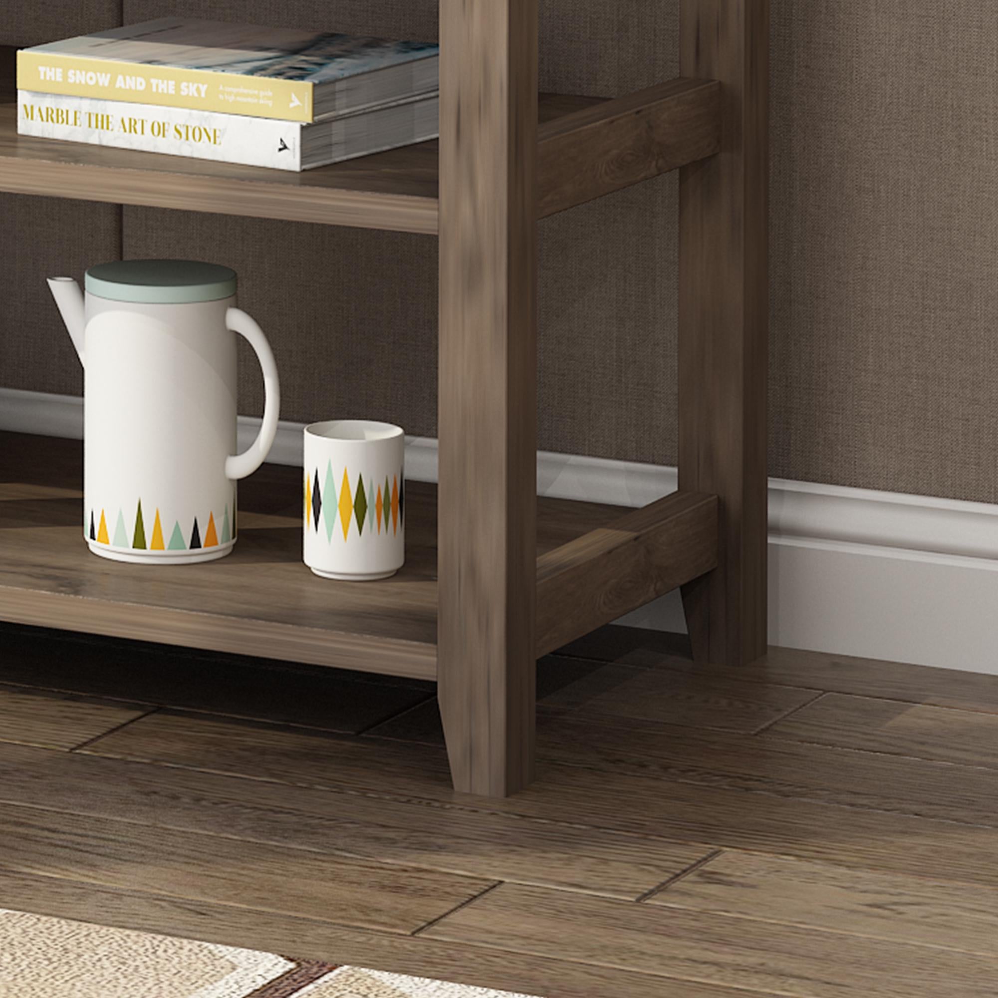 Wash Gray Console Table with 3 Drawers  2 Open Shelves, Sofa Table Entryway Table, Wood Frame Accent Table for Living Room & Bedroom