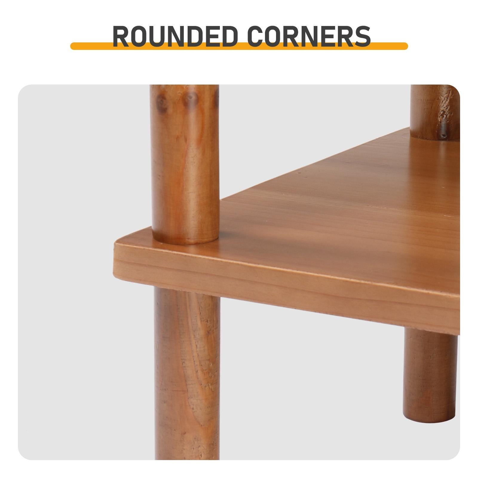 2 Tier Wood End Table Outdoor Side Table Teak Finish | Patio Coffee Table with Storage Shelf | Weather Resistant Accent Table