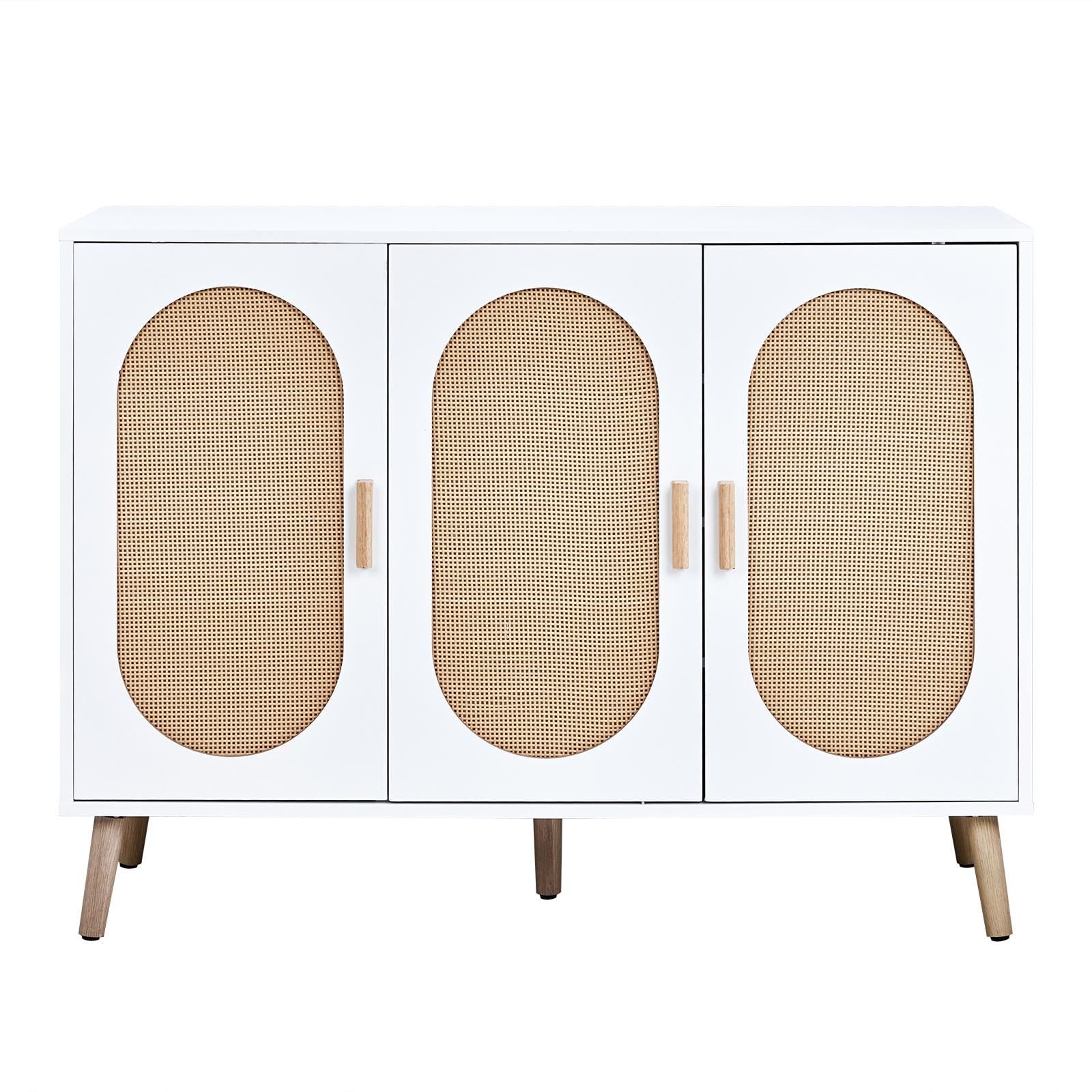 3-Door Vertical Shoe Cabinet with Rattan Finish & Gold Legs – Modern Entryway Organizer