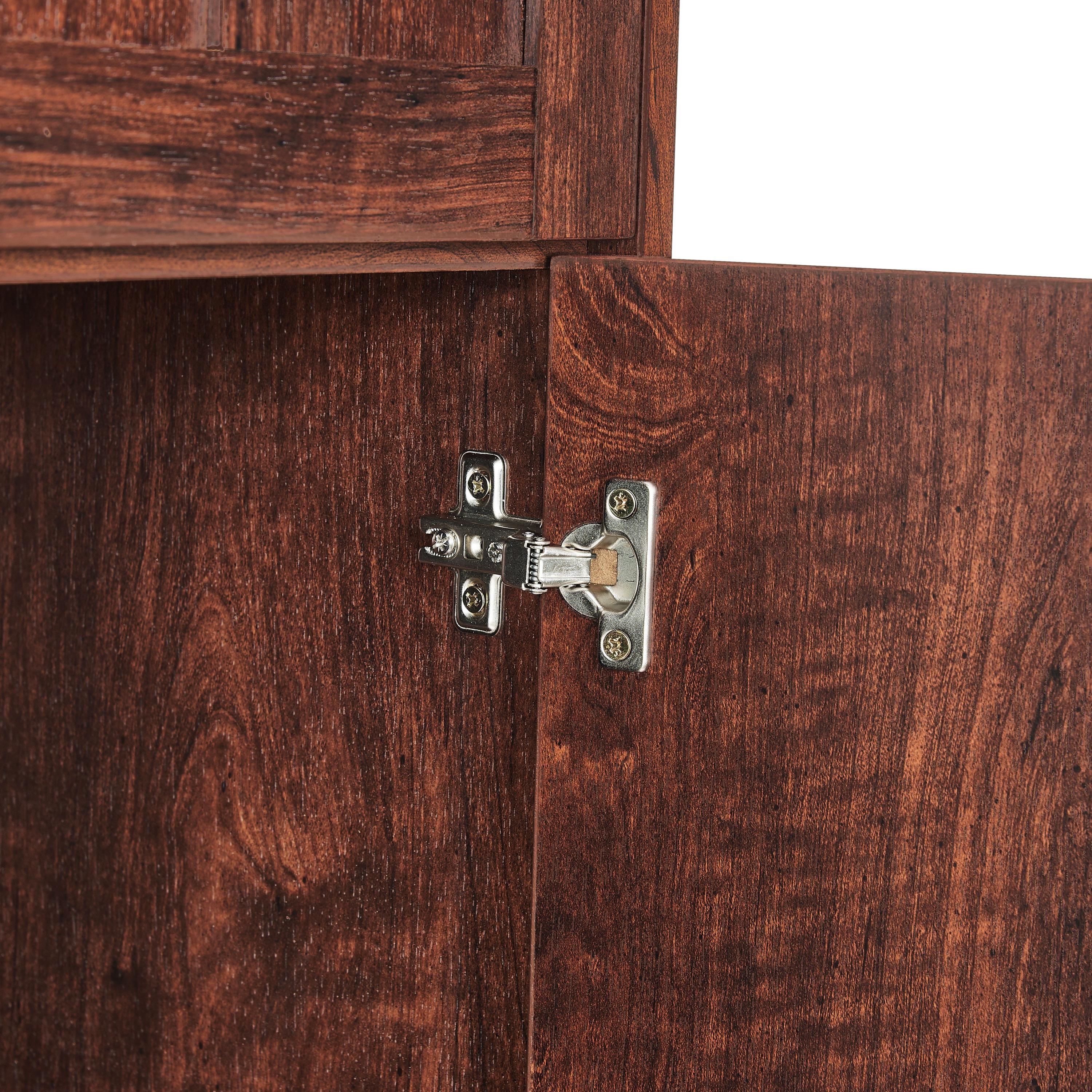 Tall Storage Cabinet 8 Doors 4 Shelves | Walnut Wood Pantry Organizer for Living Room Kitchen Office Bathroom Bedroom Furniture