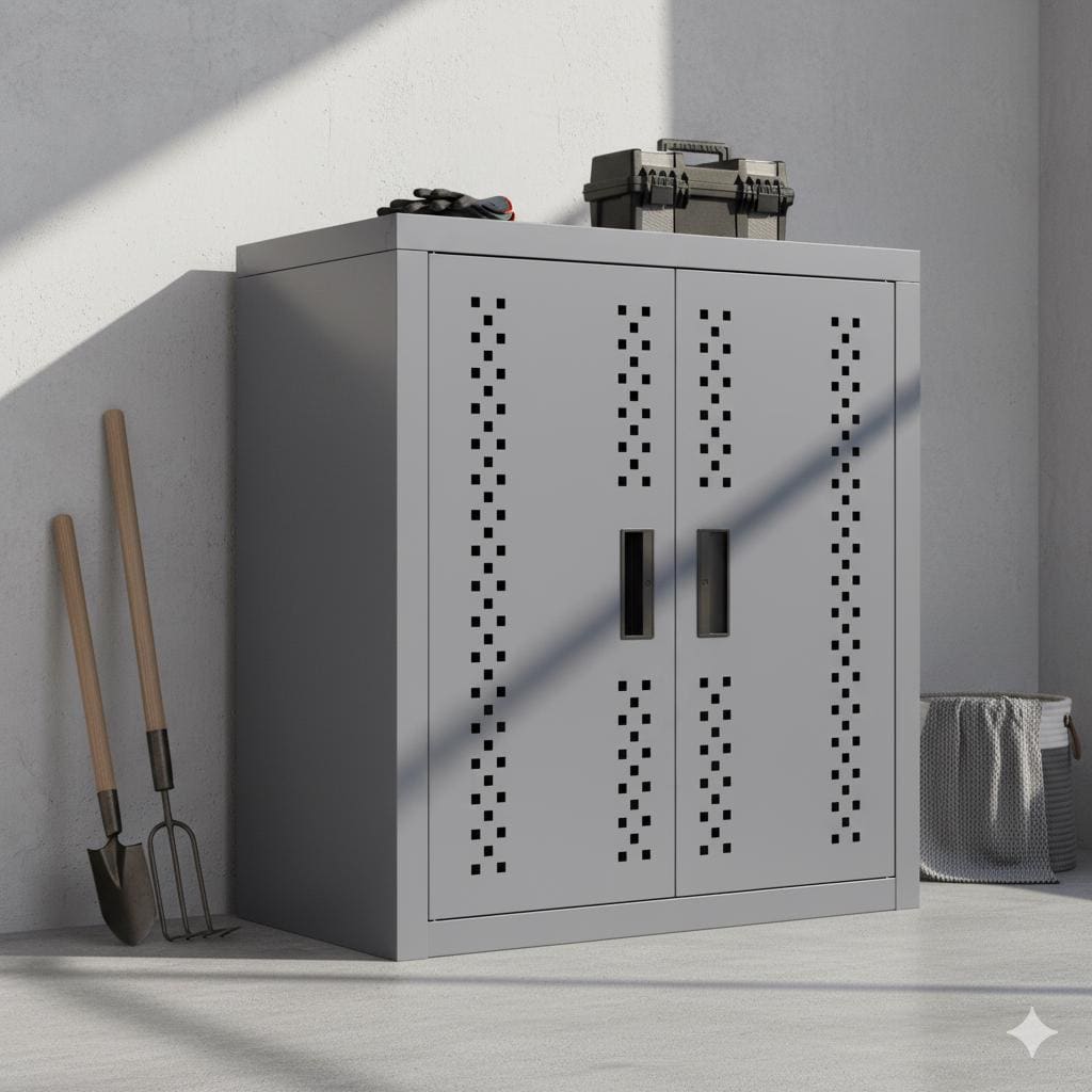 Metal Wall-Mounted Garage Cabinet | Floating Tool Storage, Gray
