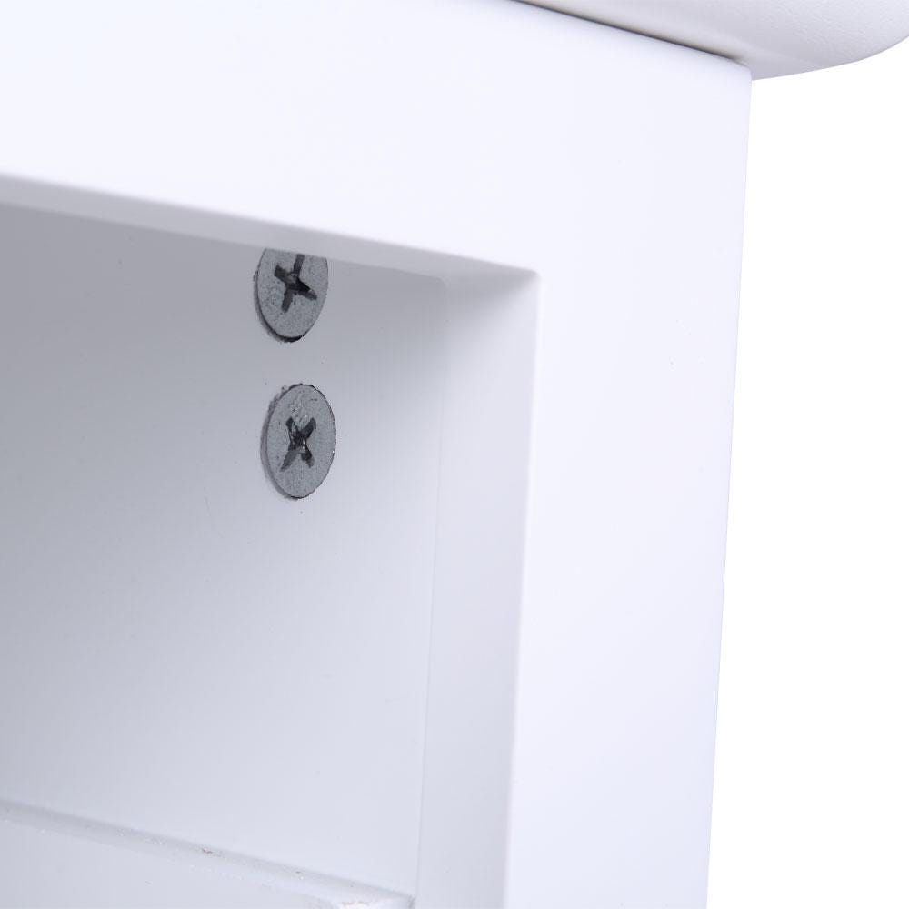 Country Style Two-Tier Night Table White | Rustic Bedroom Side Table Storage Organizer | Bedside Wooden Home Furniture