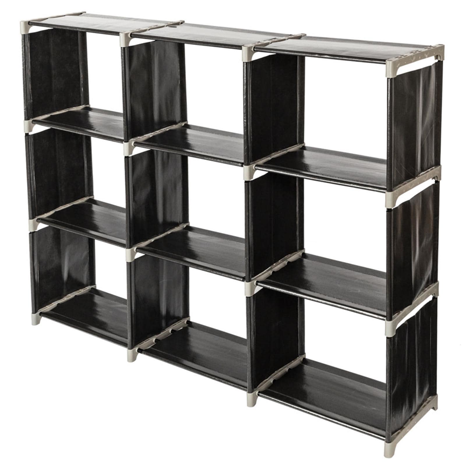 3-Tier 9-Cube Storage Shelf Black | Multifunctional Closet Organizer Rack for Bathroom Bedroom Office