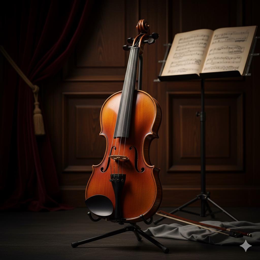 Acoustic Violin Full Size Set: Basswood, Bow, Case & Rosin