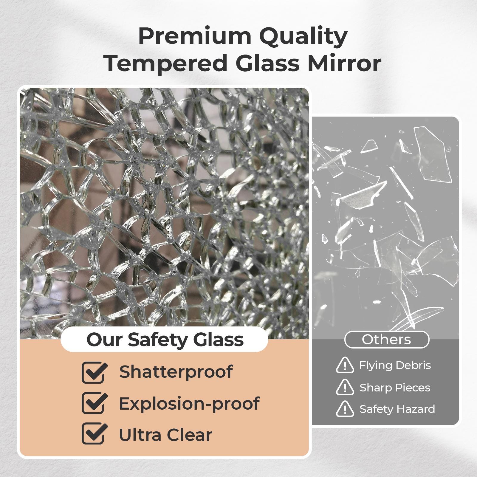 White LED Mirror Cabinet with Time & Temp Display | Wall Storage Cabinet w/ USB Ports, 3-Tone Light, Glass Doors, Bathroom Vanity