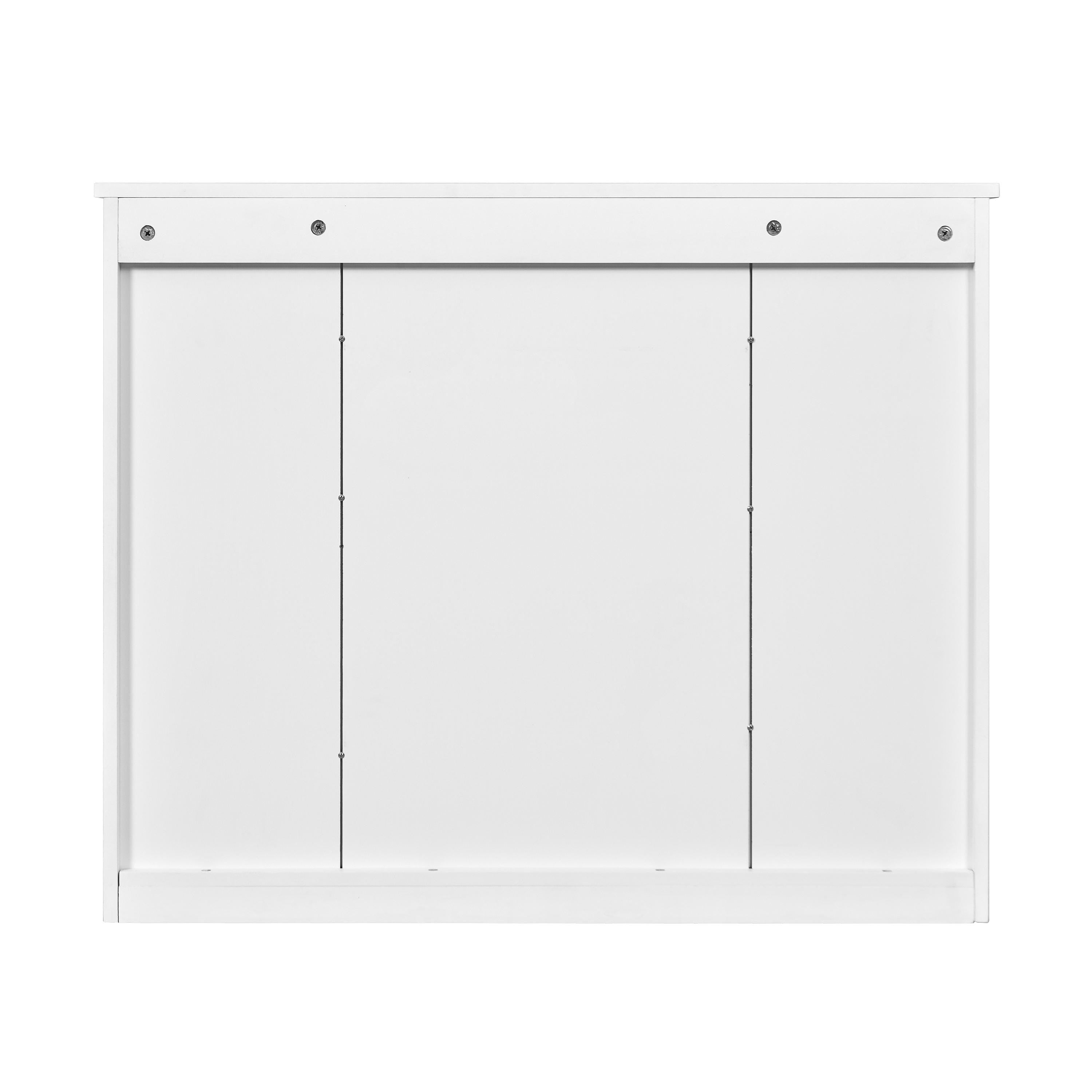 Bathroom Wall Cabinet with Mirror | White Wall Mounted Medicine Cabinet 5 Shelves Over Toilet Storage Organizer Modern MDF