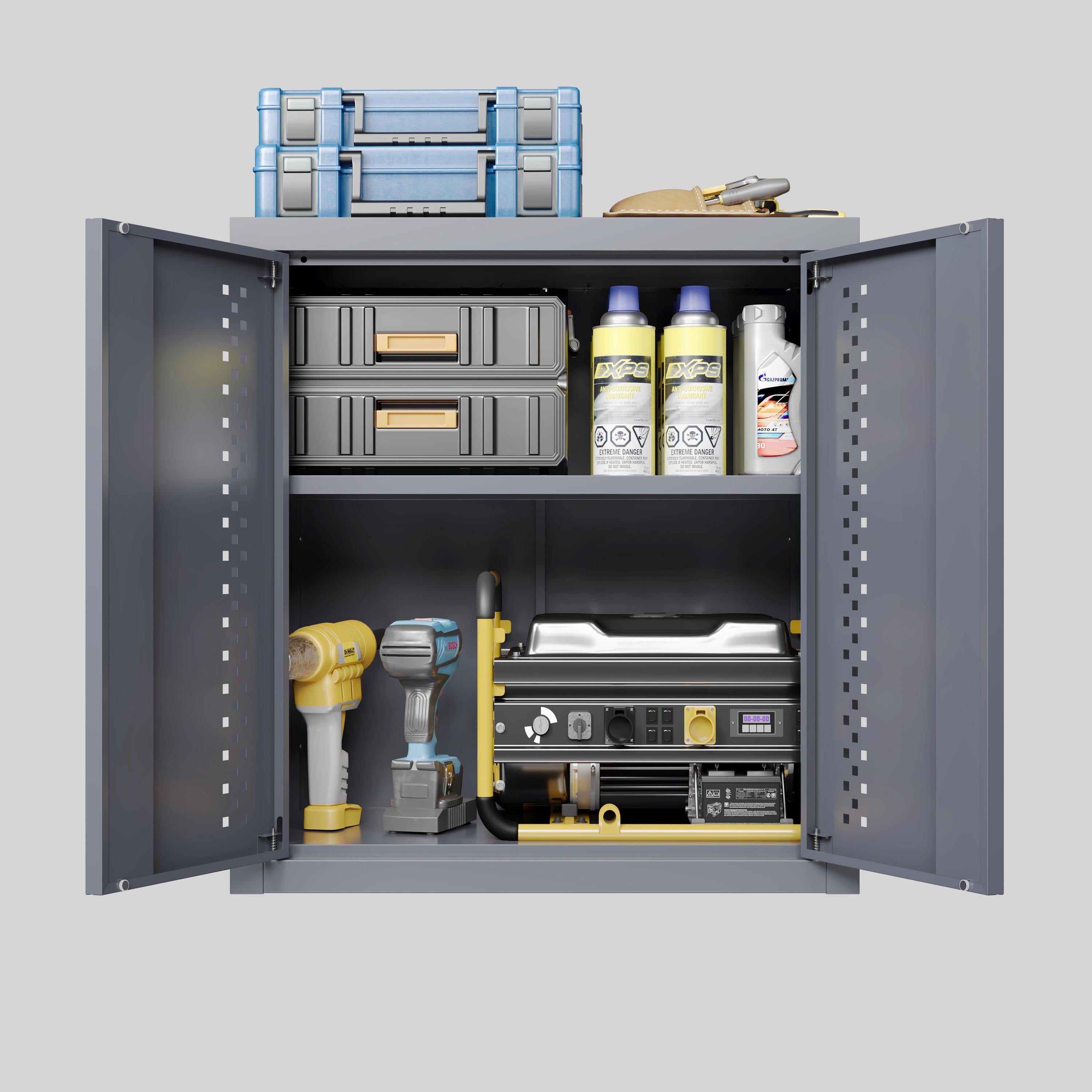 Metal Wall-Mounted Garage Cabinet | Floating Tool Storage, Gray