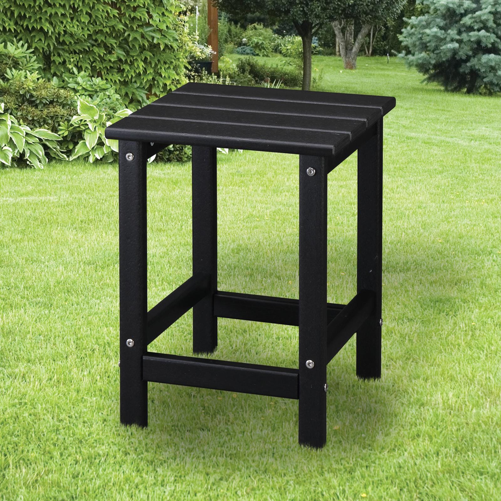 36×36×47cm HDPE Side Table | Black Single Layer Square Table, Bedroom, Living Room, Office, Guest Room, Bathroom, Modern Design