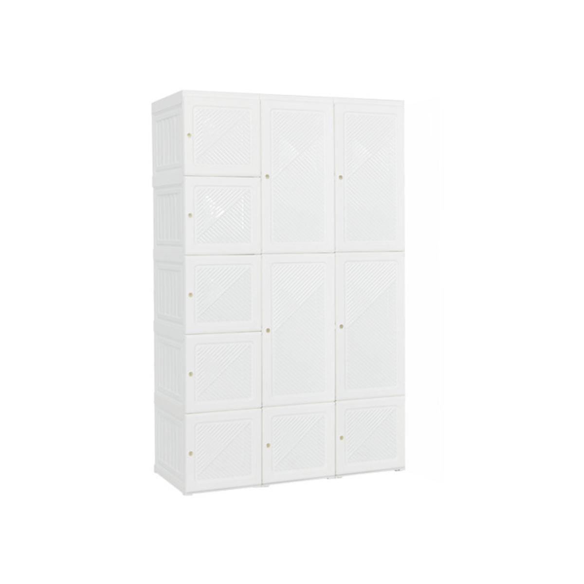 Portable Closet Wardrobe with 10 Cubes | Foldable Modern Armoire Storage Organizer for Clothes, Bedroom, Nursery, Living Room